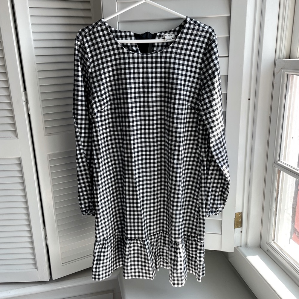 J CREW gingham dress with back tie detail